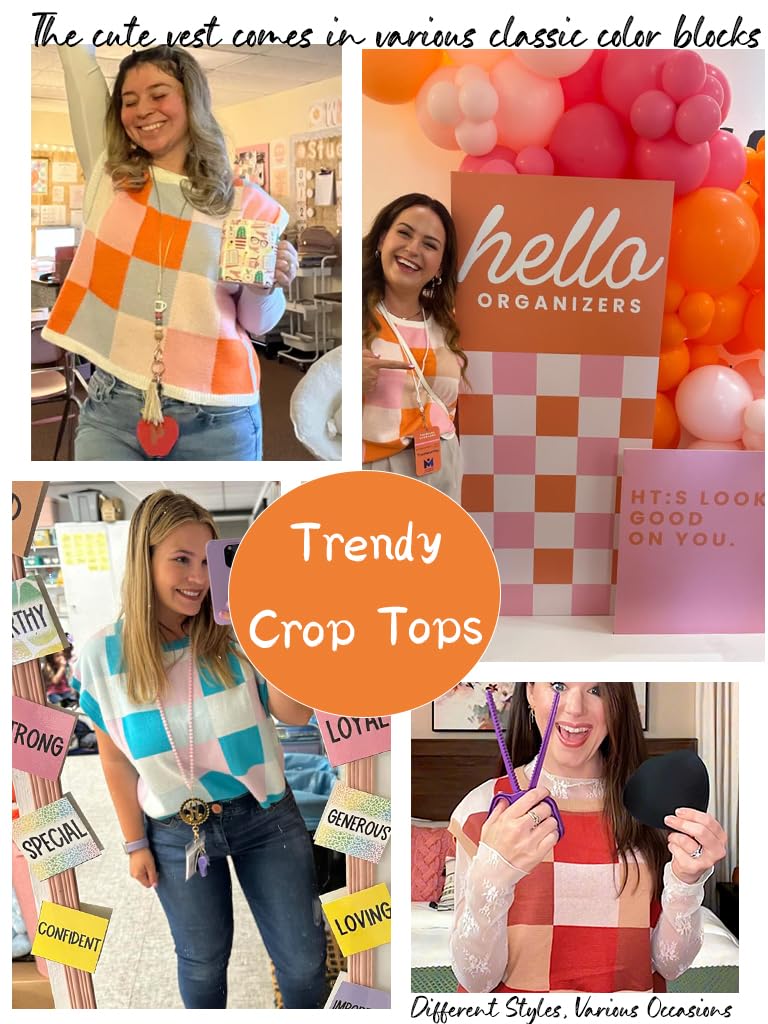 Womens Spring Crop Tops 2025 Cap Short Sleeve Sweater Vest Tank Loose Shirts Business Vacation Outfits Trendy Fall Summer Top