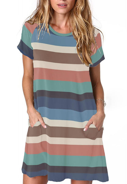 Alaster Women’s Casual Summer T Shirt Dress Loose Short Sleeve Tunic Dress with Pocket for Women