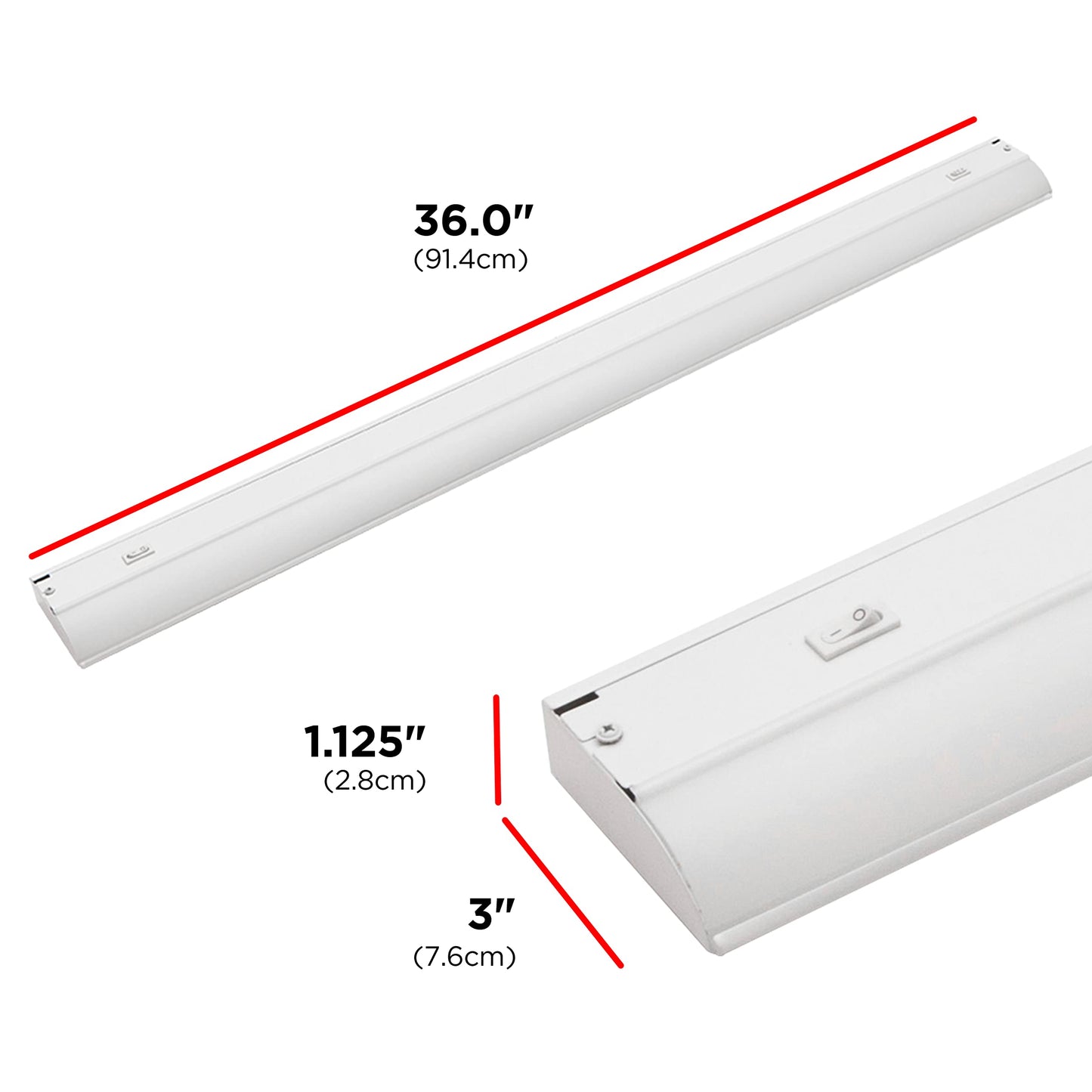 UltraPro 24 inch Hardwired Under Cabinet Lights, 3 Color Settings - 2700K/4000K/5000K - Warm White, Cool White, and Daylight, Under Cabinet Lighting, Dimmable Under Counter Lights for Kitchen, 45368