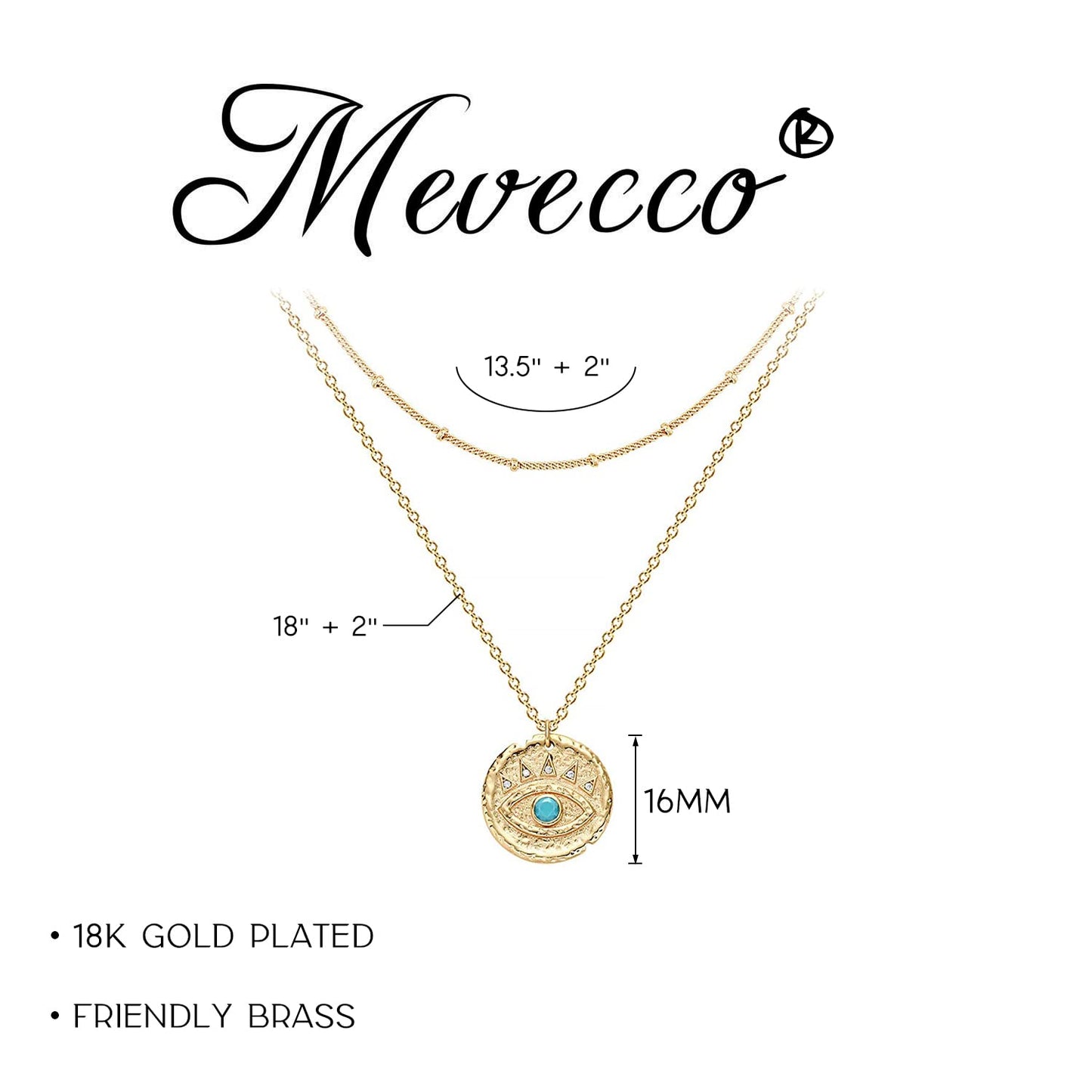 MEVECCO Layered Heart Necklace Pendant Handmade 18k Gold Plated Dainty Gold Choker Arrow Bar Layering Long Necklace for Women