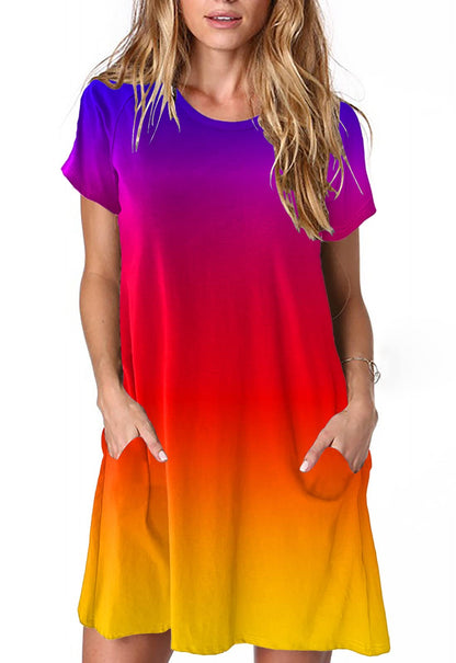 Alaster Women’s Casual Summer T Shirt Dress Loose Short Sleeve Tunic Dress with Pocket for Women