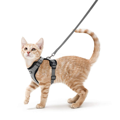 rabbitgoo Cat Harness and Leash for Walking, Escape Proof Soft Adjustable Vest Harnesses for Cats, Easy Control Breathable Reflective Strips Jacket, Black, XS