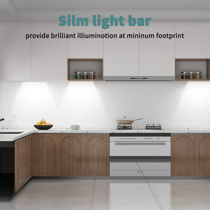 ASOKO Under Cabinet Led Light Plug in, Dimmable Daylight White 4500K, 3 Pack 12 inch Linkable Led Under Counter Lights for Kitchen, Shelf, Workbench, Cupboard, ETL Listed Plug 24V, UNO-LK 4500K