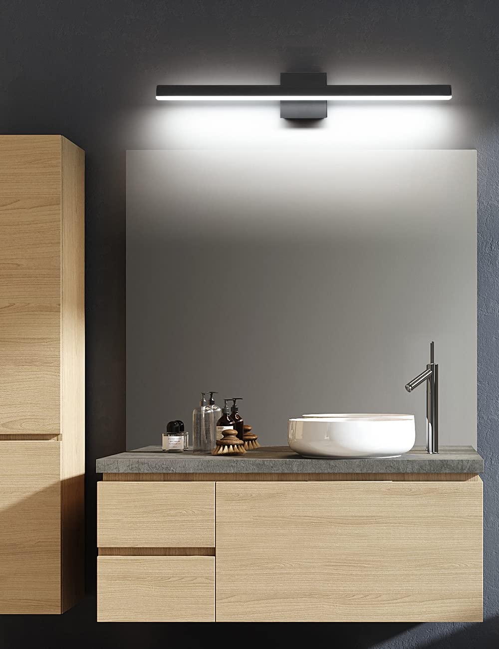 Joossnwell Black Bathroom Vanity Light Fixtures Dimmable 5CCT LED Bathroom Lighting Bar 15.75 Inch Modern Bath Lights Fixture Over Mirror 12W