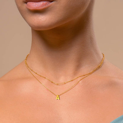 Layered Initial Necklace for Women 18K Gold Plated Stainless Steel Layer Letters Necklace Gold Initial Tiny Letter Pendant Personalized Name Necklace