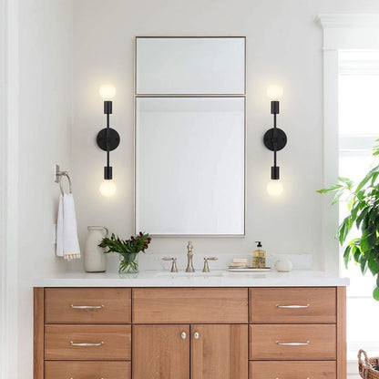 2 Lights Bathroom Wall Sconce Vanity Modern Industrial Wall Lamp Pole Wall Mount Lighting Fixture（Gold/Black Color）