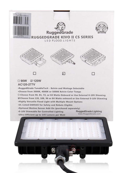 RuggedGrade 120W - Kivo II CS Series LED Floodlight - 17,400 Lumens - Color Selectable 30K/40K/50K - Knuckle Mount
