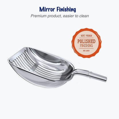WePet Cat Litter Scoop, Aluminum Alloy Sifter, Kitty Metal Scooper, Deep Shovel, Long Handle, Poop Sifting, Kitten Pooper Lifter, Durable, Heavy Duty, for Litter Box