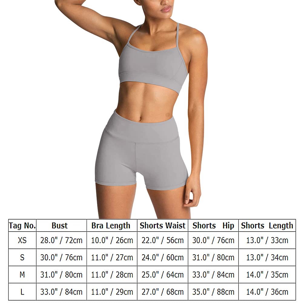 IWEMEK Women's Workout Sets 2 Piece Yoga Outfits High Waisted Biker Shorts and Cross Back Sports Bra Gym Set