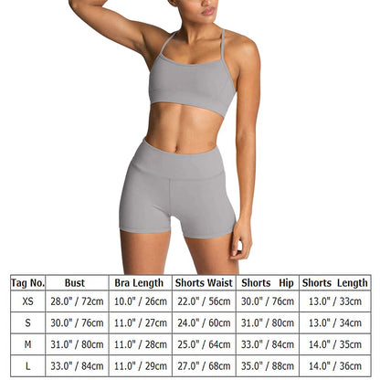 IWEMEK Women's Workout Sets 2 Piece Yoga Outfits High Waisted Biker Shorts and Cross Back Sports Bra Gym Set