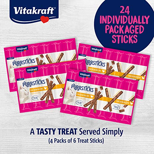 Vitakraft PurrSticks Meaty Cat Sticks - Chicken - Segmented and Breakable Meatstick - Deliciously Tender