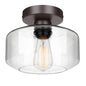 MAXvolador Industrial Semi Flush Mount Ceiling Light, Clear Glass Pendant Lamp Shade, Farmhouse Lighting for Hallway, Vintage Hanging Light Fixtures