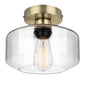 MAXvolador Industrial Semi Flush Mount Ceiling Light, Clear Glass Pendant Lamp Shade, Farmhouse Lighting for Hallway, Vintage Hanging Light Fixtures
