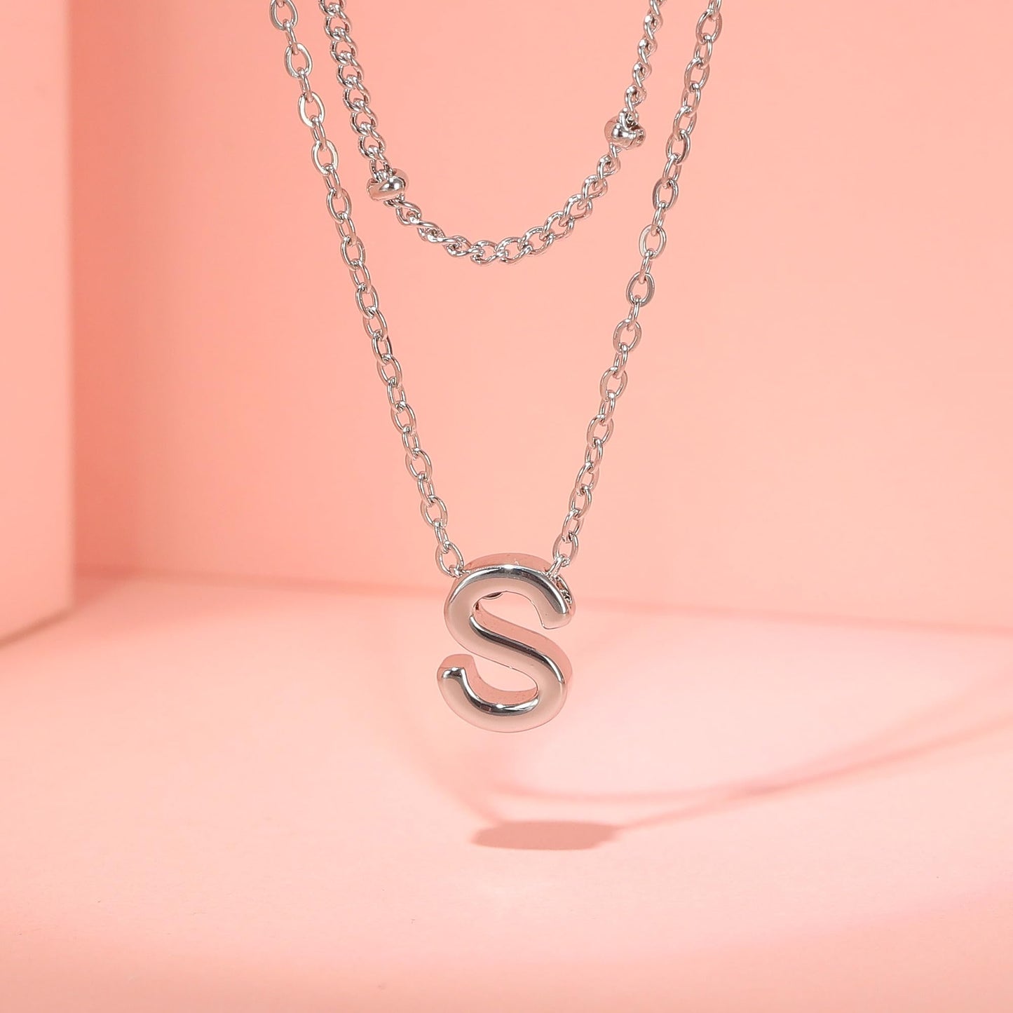 IEFWELL Dainty Initial Necklaces for Women Girls - 14K Gold White Gold Plated Letter A-Z Necklace Simple Choker Chain Necklaces, Layered Gold Jewelry for Women Teen Girls Gifts