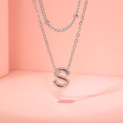 IEFWELL Dainty Initial Necklaces for Women Girls - 14K Gold White Gold Plated Letter A-Z Necklace Simple Choker Chain Necklaces, Layered Gold Jewelry for Women Teen Girls Gifts