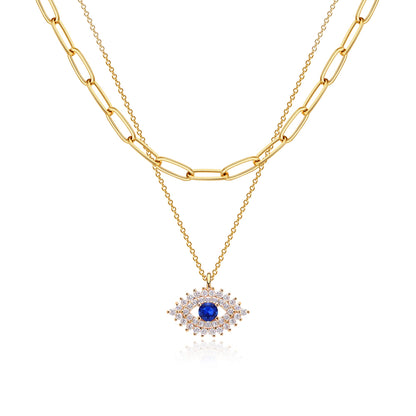 MEVECCO Layered Heart Necklace Pendant Handmade 18k Gold Plated Dainty Gold Choker Arrow Bar Layering Long Necklace for Women