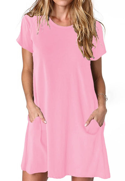 Alaster Women’s Casual Summer T Shirt Dress Loose Short Sleeve Tunic Dress with Pocket for Women
