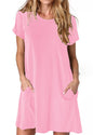 Alaster Women’s Casual Summer T Shirt Dress Loose Short Sleeve Tunic Dress with Pocket for Women