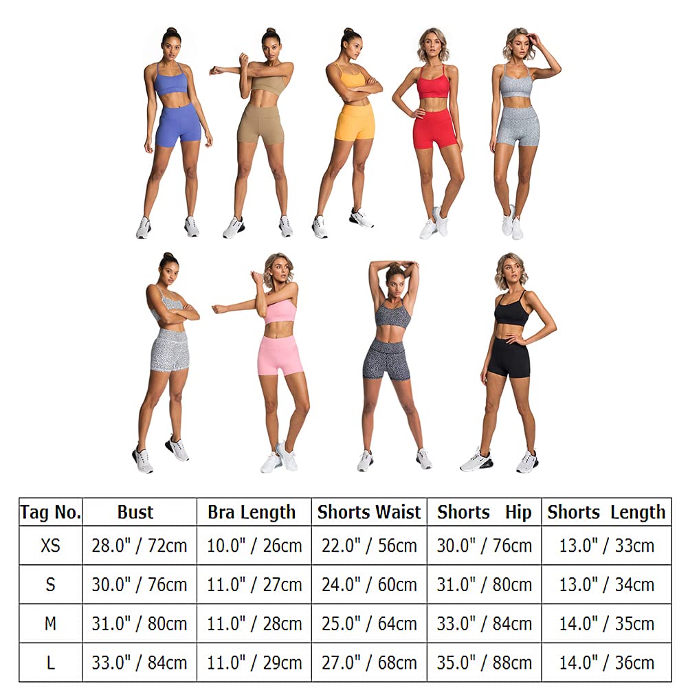 IWEMEK Women's Workout Sets 2 Piece Yoga Outfits High Waisted Biker Shorts and Cross Back Sports Bra Gym Set