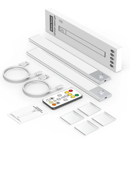 12" Thin Motion-Activated Under Cabinet Lighting, Aluminum Alloy Under Counter Lights for Kitchen, 3-Color-Temps Magnetic Closet Lights, Rechargeable Motion Sensor Light Indoor (4Pack, Silver)