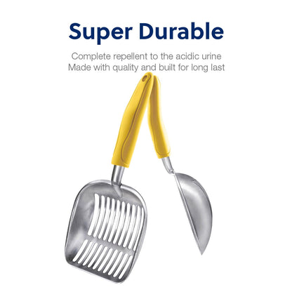 WePet Cat Litter Scoop, Aluminum Alloy Sifter, Kitty Metal Scooper, Deep Shovel, Long Handle, Poop Sifting, Kitten Pooper Lifter, Durable, Heavy Duty, for Litter Box
