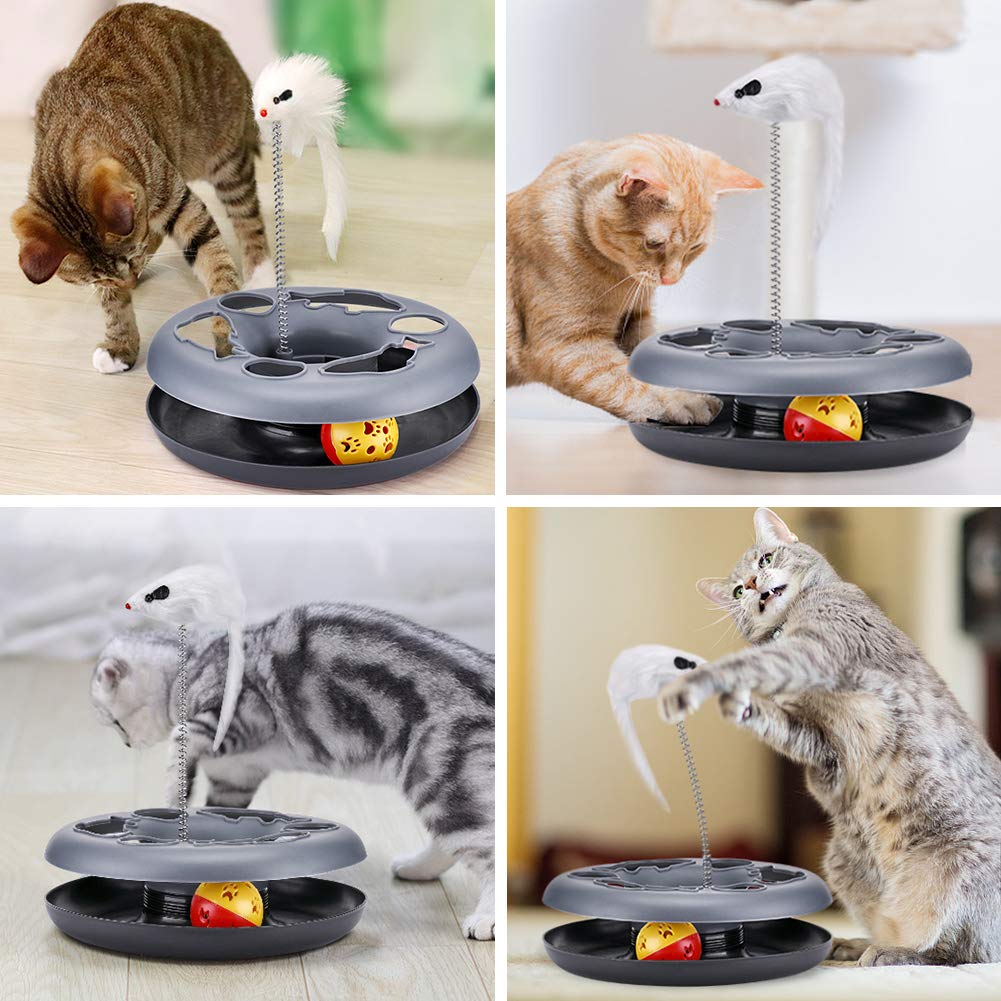 Cat Toys, Cat Toys for Indoor Cats,Interactive Kitten Toys Roller Tracks with Catnip Spring Pet Toy with Exercise Balls Teaser Mouse (red)