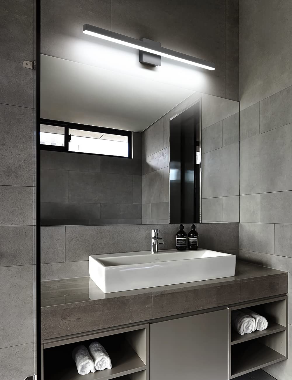 Joossnwell Black Bathroom Vanity Light Fixtures Dimmable 5CCT LED Bathroom Lighting Bar 15.75 Inch Modern Bath Lights Fixture Over Mirror 12W