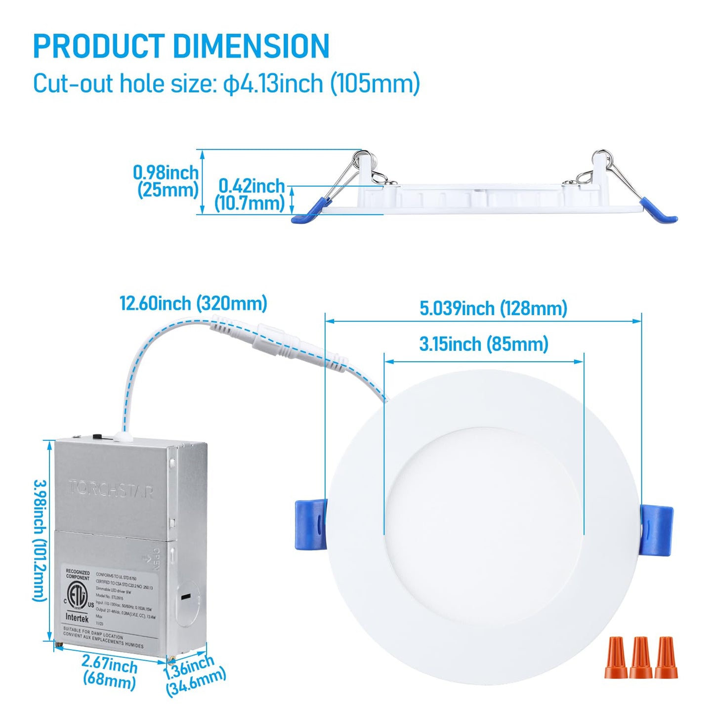 TORCHSTAR Basic Series 12-Pack 6 Inch Ultra-Thin LED Recessed Lighting with Junction Box, CRI90, Aluminum, 5000K Daylight, 5%-100% Dimmable Slim Recessed Downlight, 12W 1100LM, ETL and Energy Star