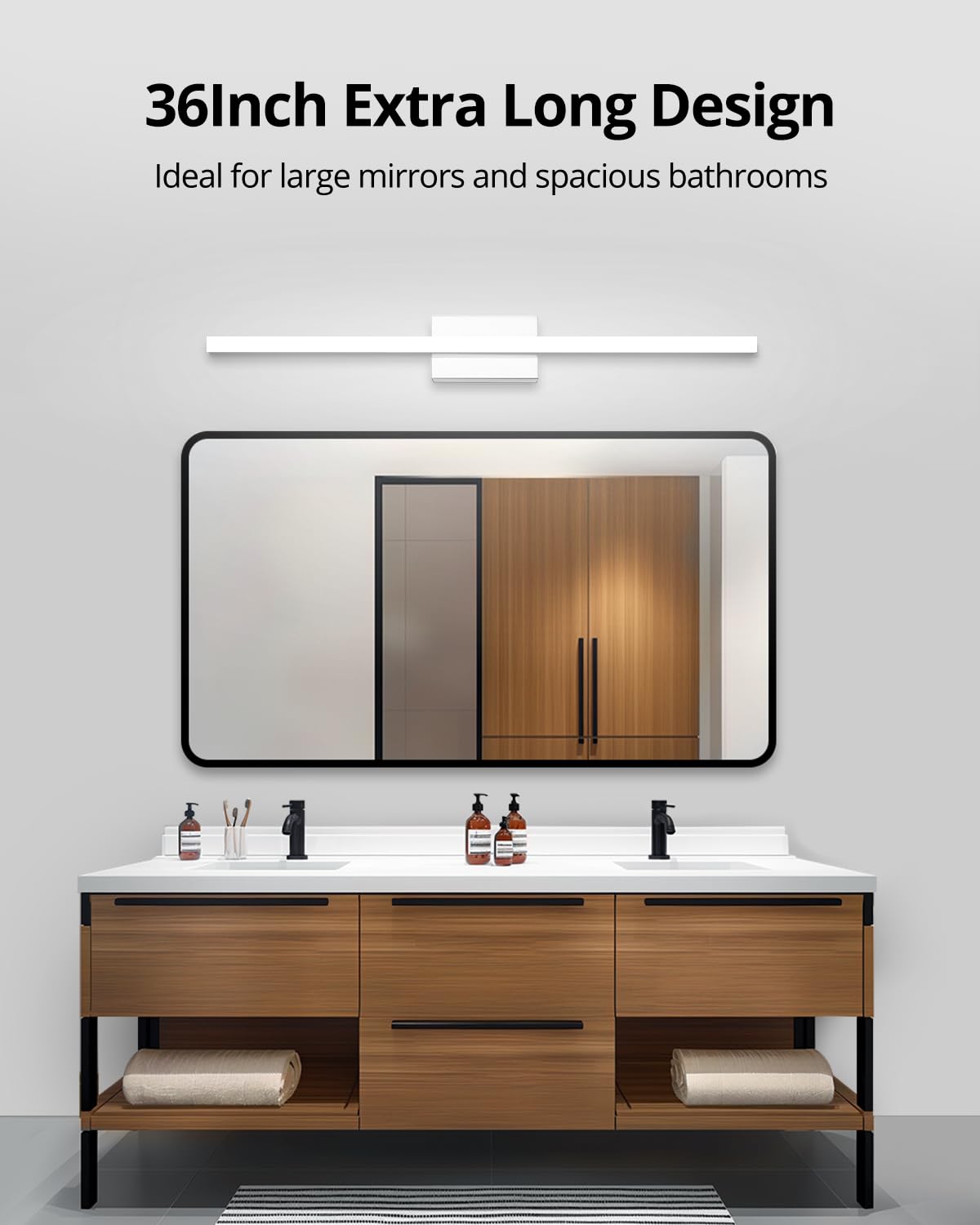 Combuh Modern Bathroom Light Fixtures Over Mirror 16 Inch IP44 9W Chrome Vanity Light Bar for Bathroom Wall Light Fixtures Cool White 6000K