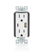 Leviton T5633-W Type A & Type-C USB In-Wall Charger with 15A Tamper-Resistant Outlet, USB Charger for Smartphones and Tablets, Not for Laptops, White