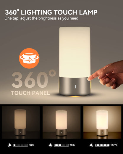 Touch Bedside Table Lamp, [Sleek Design & RGB Mode] 3 Way Dimmable Small Lamp for Bedroom, LED Lamp with Warm White Lights, Multi-Color Smart Nightstand Lamp for for Living Room Home Gifts