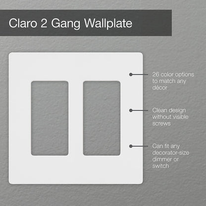 Lutron Claro 2 Gang Decorator/Rocker Wallplate, Gloss, Gray (1-Pack) | CW-2-GR