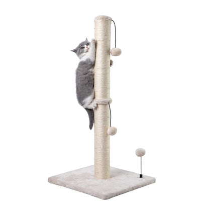Cat Scratching Post Premium Basics Kitten Scratcher Sisal Scratch Posts with Hanging Ball 22in for Kittens or Smaller Cats (22 inches for Kitten, Beige)