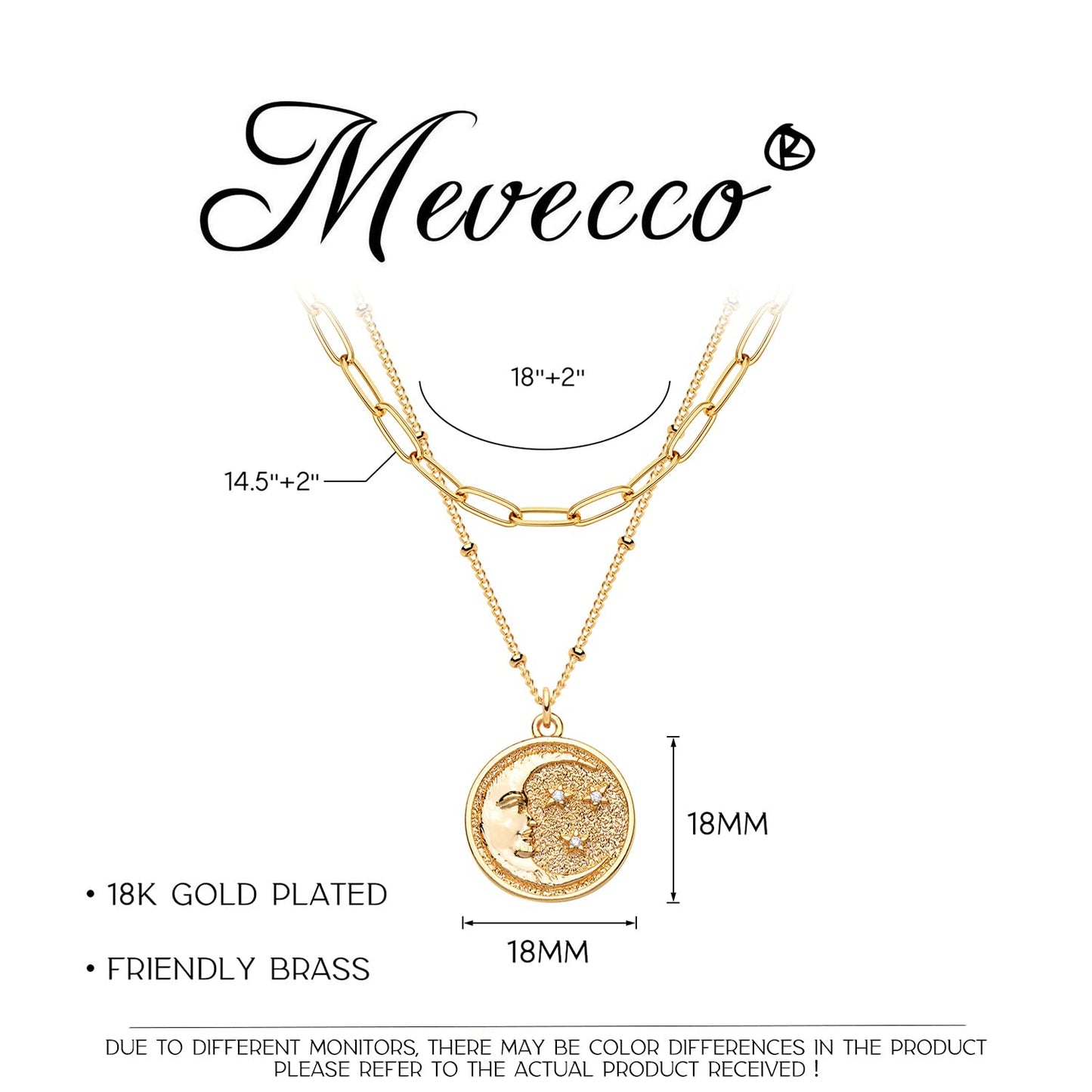 MEVECCO Layered Heart Necklace Pendant Handmade 18k Gold Plated Dainty Gold Choker Arrow Bar Layering Long Necklace for Women