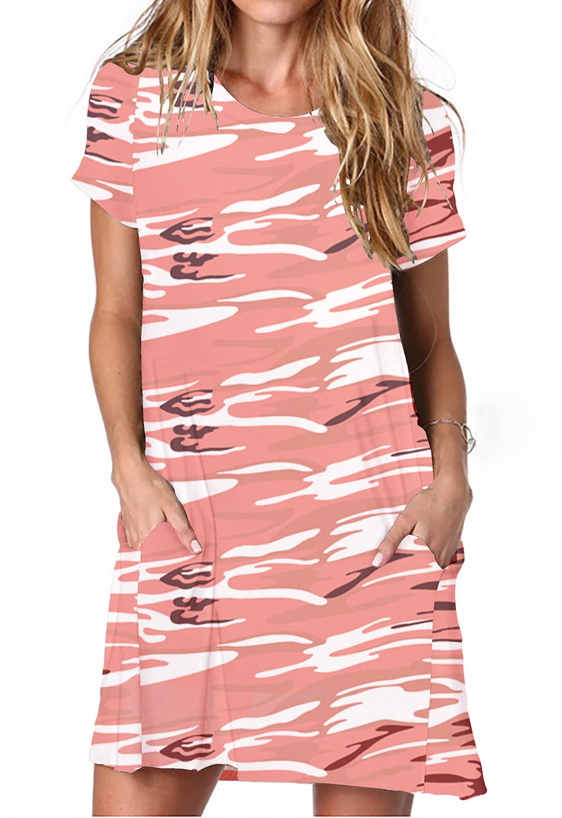 Alaster Women’s Casual Summer T Shirt Dress Loose Short Sleeve Tunic Dress with Pocket for Women