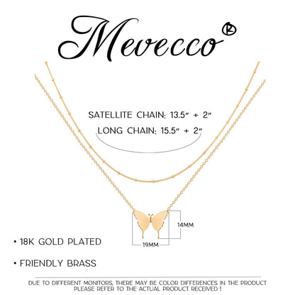 MEVECCO Layered Heart Necklace Pendant Handmade 18k Gold Plated Dainty Gold Choker Arrow Bar Layering Long Necklace for Women