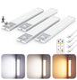 12" Thin Motion-Activated Under Cabinet Lighting, Aluminum Alloy Under Counter Lights for Kitchen, 3-Color-Temps Magnetic Closet Lights, Rechargeable Motion Sensor Light Indoor (4Pack, Silver)
