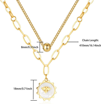 Bee Pendant Layering Necklaces for Women, Popular Items, Bee Necklace, Cute Necklaces, Aesthetic Things, Stackable Necklaces for Women