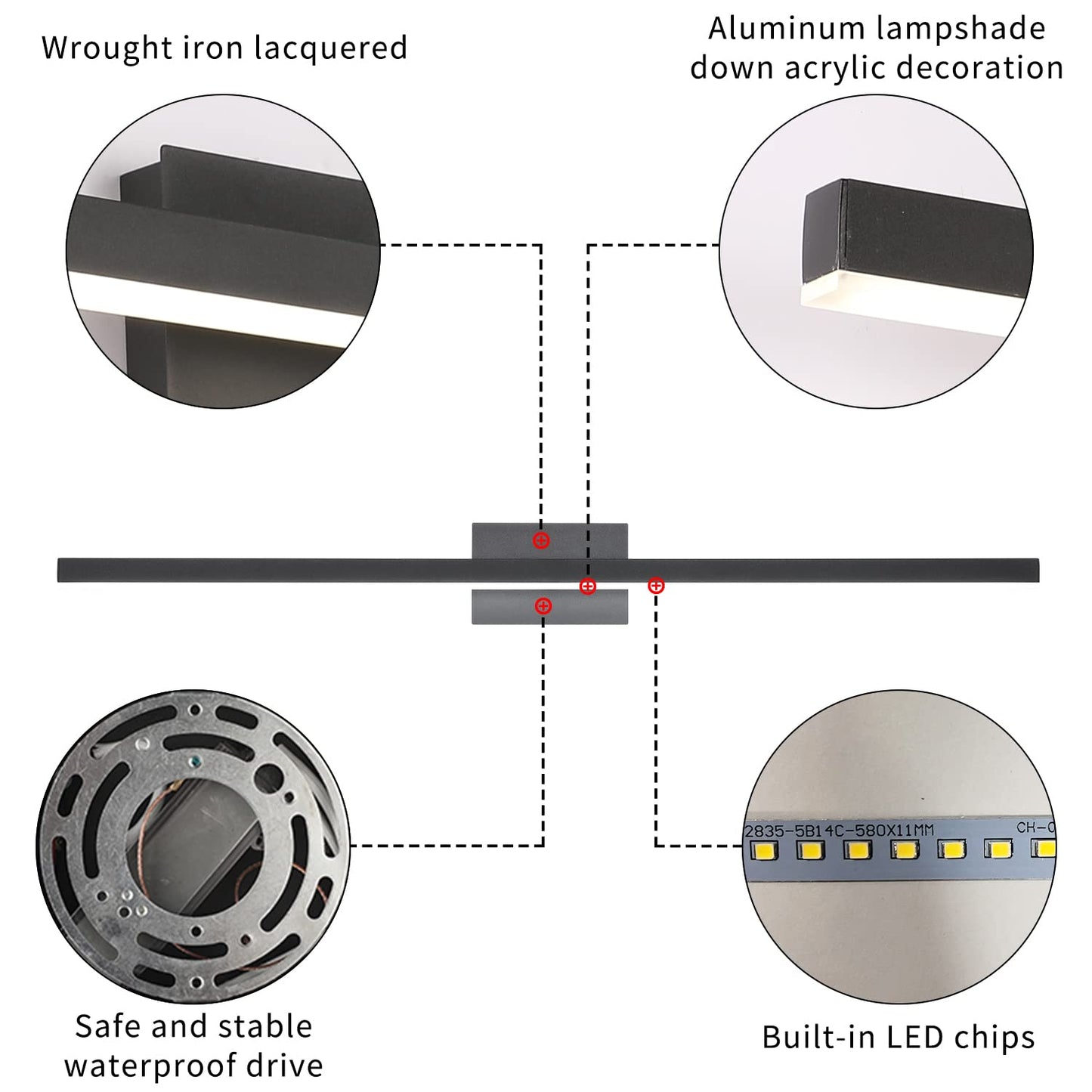 Joossnwell Black Bathroom Vanity Light Fixtures Dimmable 5CCT LED Bathroom Lighting Bar 15.75 Inch Modern Bath Lights Fixture Over Mirror 12W