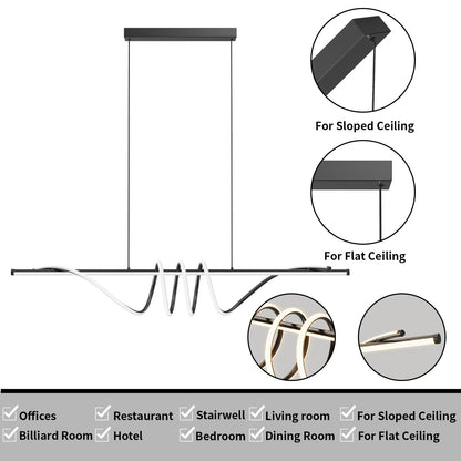 Modern LED Pendant Lights, 39in Chandelier Dimmable with Remote Control 3000k-6000K Adjustable Color Temperature, Aluminum Island Lighting Lamp Fixture for Kitchen, Dining Room, Billiard Room