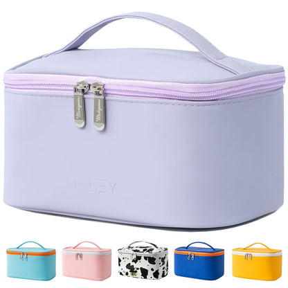 Meiyuuo Cute Makeup Bag Small Cosmetic Bags for Women Girls Gift for Teens Medium Pouch for Purse Essentials Toiletry Zip Pouch PU Waterproof Organizer Case (Cow Print)