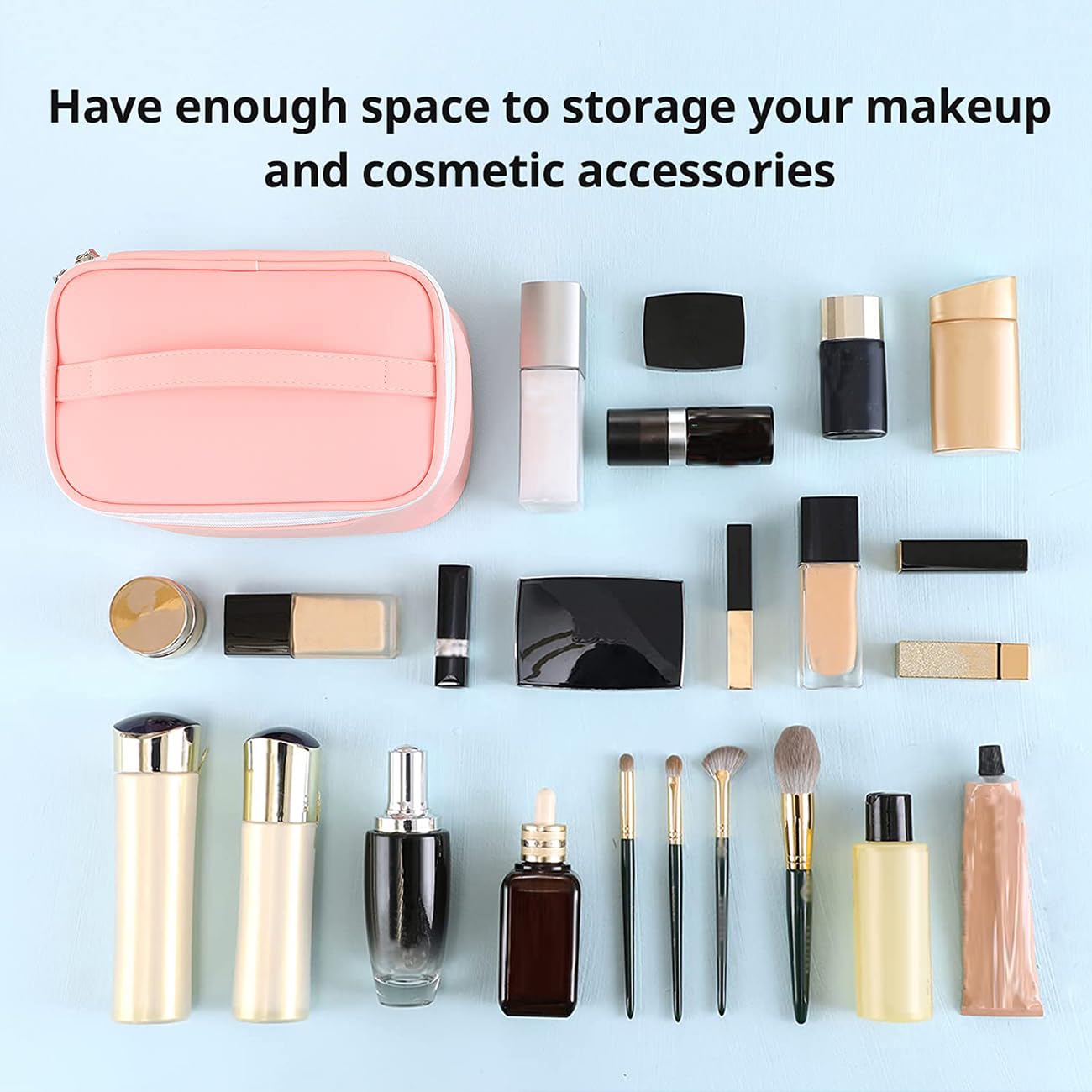 Meiyuuo Cute Makeup Bag Small Cosmetic Bags for Women Girls Gift for Teens Medium Pouch for Purse Essentials Toiletry Zip Pouch PU Waterproof Organizer Case (Cow Print)