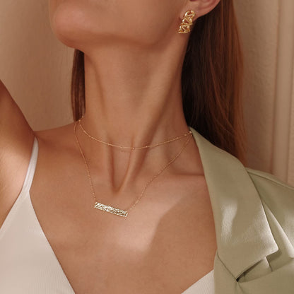 MEVECCO Layered Heart Necklace Pendant Handmade 18k Gold Plated Dainty Gold Choker Arrow Bar Layering Long Necklace for Women