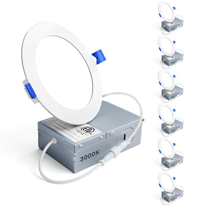 Ensenior 6 Pack 6 Inch LED Recessed Light, Dimmable, 2700K-5000K 5CCT, 1200LM High Brightness, 12W 120V, Damp Rated, Ultra-Thin Canless Wafer Ceiling Light - ETL & FCC & IC