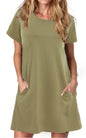 Alaster Women’s Casual Summer T Shirt Dress Loose Short Sleeve Tunic Dress with Pocket for Women