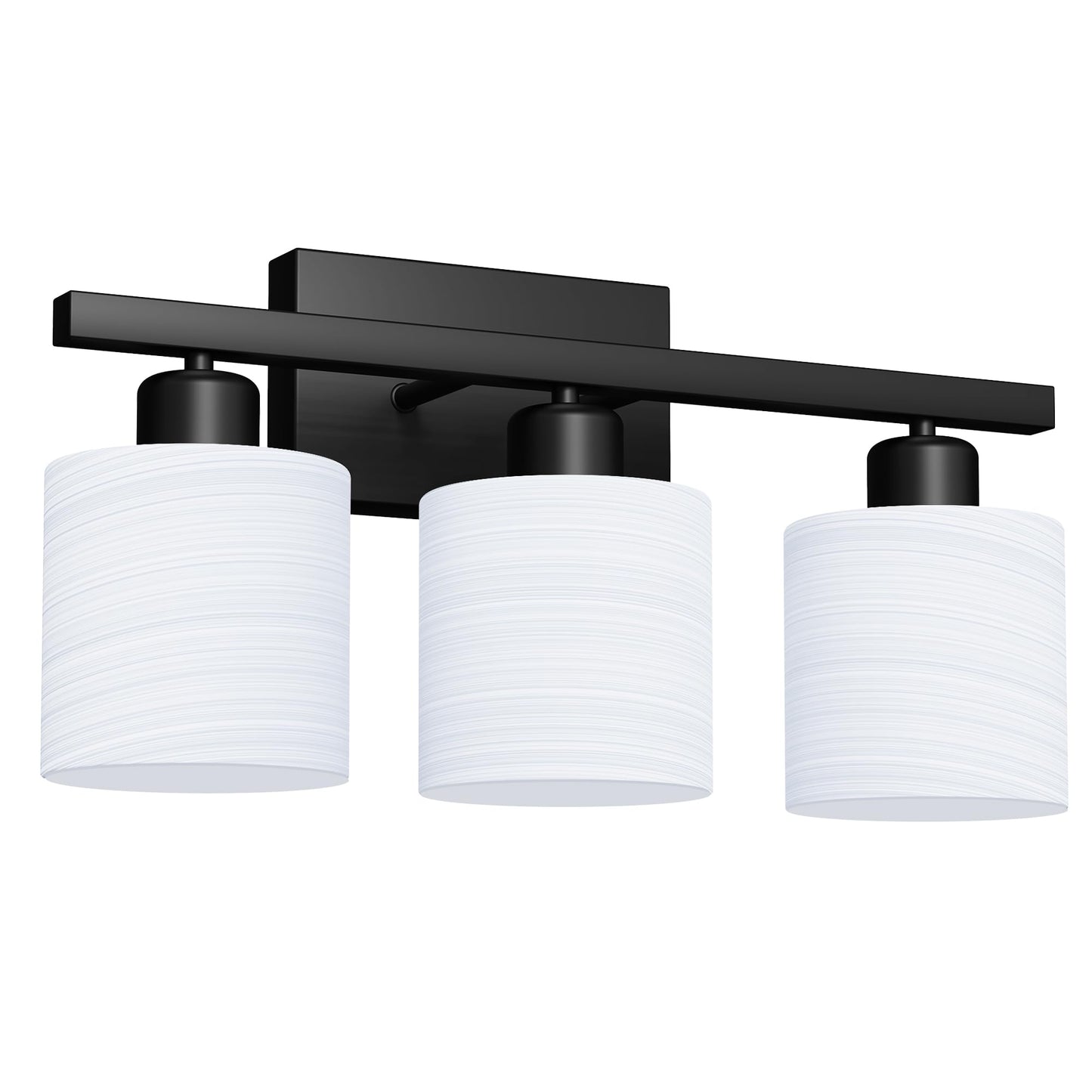 PARTPHONER Bathroom Light Fixtures, Bathroom Lighting Fixtures Over Mirror, Interior Classic Vanity Lights, Modern Bathroom Vanity Light with Textured White Glass Shade, Brushed Nickel, 3-Light