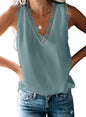 BLENCOT Women Tank Tops V Neck Sleeveless Lace Blouse Casual Vest Summer Camisole Shirts