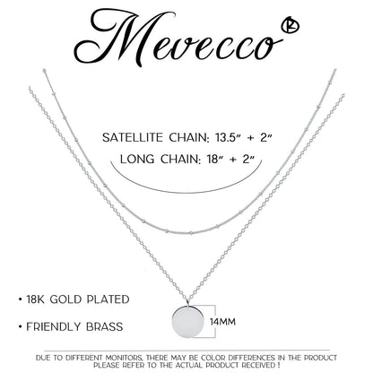 MEVECCO Layered Heart Necklace Pendant Handmade 18k Gold Plated Dainty Gold Choker Arrow Bar Layering Long Necklace for Women