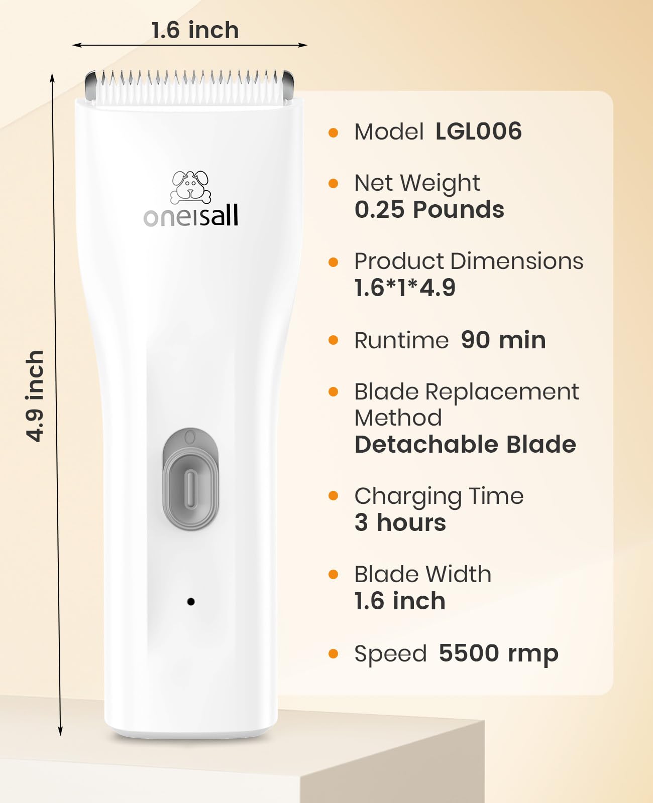oneisall Pet Clipper for Cat Matted Hair, Pet Shaver for Cats Quiet Pet Hair Clippers Cordless Cat Clippers for Matted Hair Cat Clippers for Long Hair(Standard Blade)