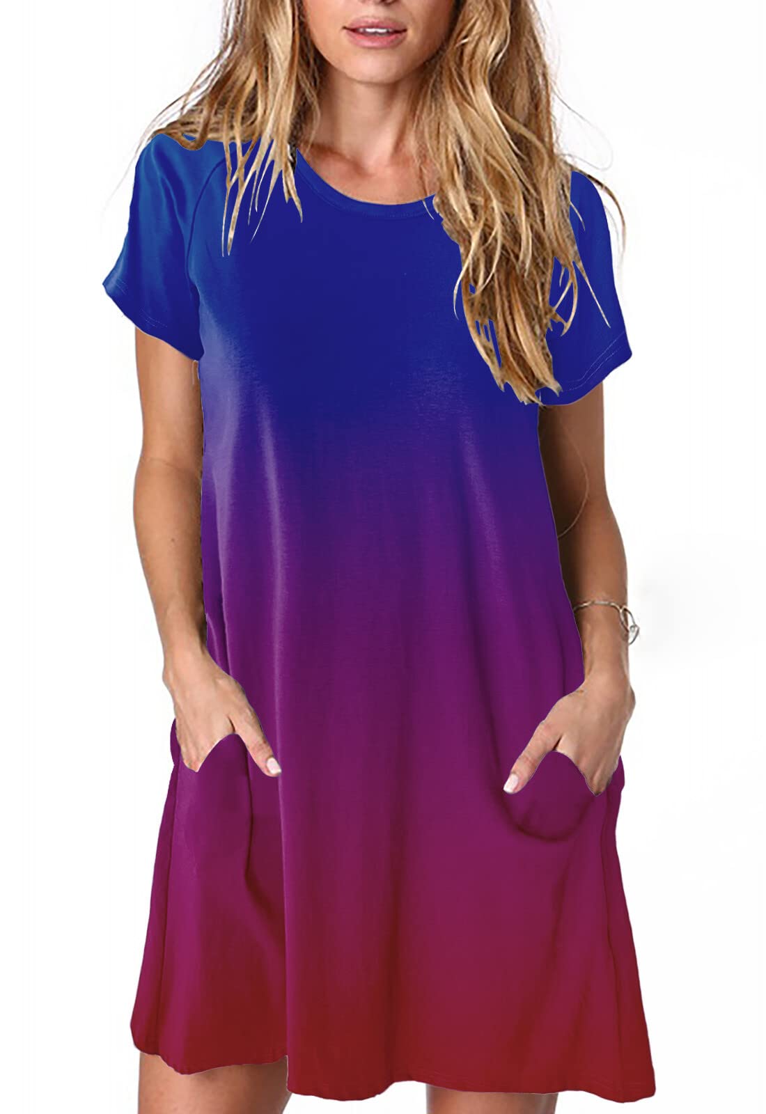 Alaster Women’s Casual Summer T Shirt Dress Loose Short Sleeve Tunic Dress with Pocket for Women